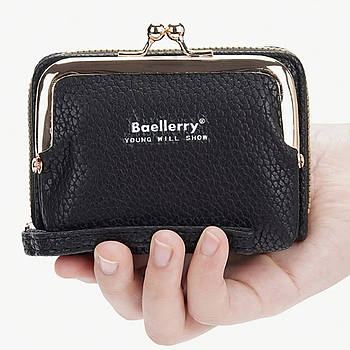 Гаманець жіночий, на 2 відділення, 11x8x5см, Baellerry Mini Zipper, Чорний / Жіночий гаманець / Міні гаманець