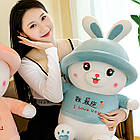 М'яка іграшка Зайка в капелюшку (45см), Блакитний / Плюшева іграшка / Плюшевий кролик, фото 5