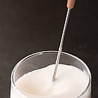 Електричний капучинатор для молока, на батарейках, Milk Frother, Білий / Спінювач для молока і вершків, фото 6