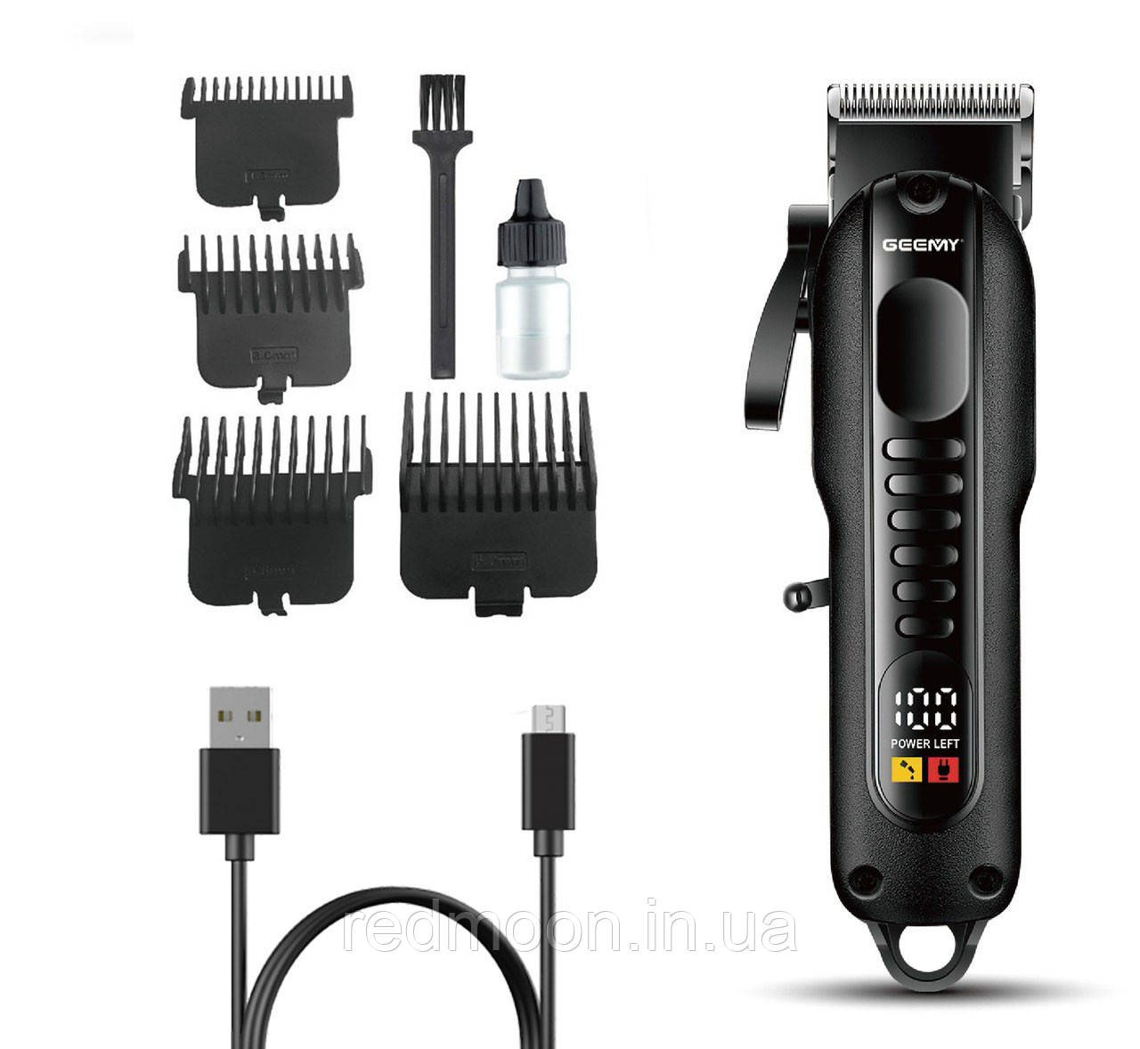 Акумуляторна машинка для стрижки волосся, 4 насадки, Geemy GM-8040 / Бездротовий тример для стрижки, фото 1