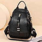 Жіночий рюкзак з екошкіри 29х23х14см, Чорний / Сумка-рюкзак / Маленький рюкзак / Міський рюкзак, фото 3