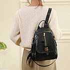 Жіночий рюкзак з екошкіри 29х23х14см, Чорний / Сумка-рюкзак / Маленький рюкзак / Міський рюкзак, фото 6