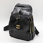 Жіночий рюкзак з екошкіри 29х23х14см, Чорний / Сумка-рюкзак / Маленький рюкзак / Міський рюкзак, фото 9