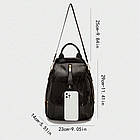 Жіночий рюкзак з екошкіри 29х23х14см, Чорний / Сумка-рюкзак / Маленький рюкзак / Міський рюкзак, фото 10