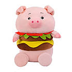 М'яка іграшка (50см) Свинка-бургер / Плюшева іграшка свинка / Іграшка-обнімашка / Іграшка-подушка, фото 3