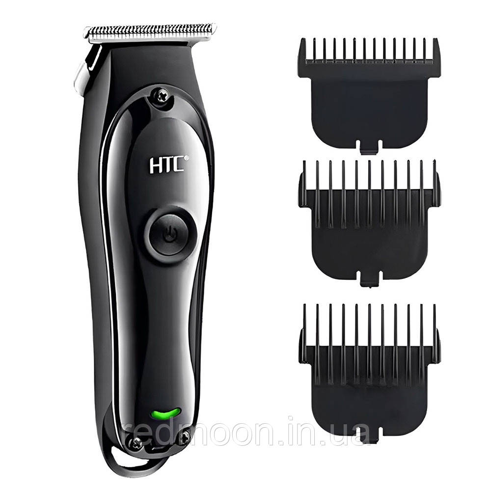 Машинка для стрижки волосся та бороди, 3 насадки, від USB, AT-118 / Акумуляторна машинка для стрижки, фото 1
