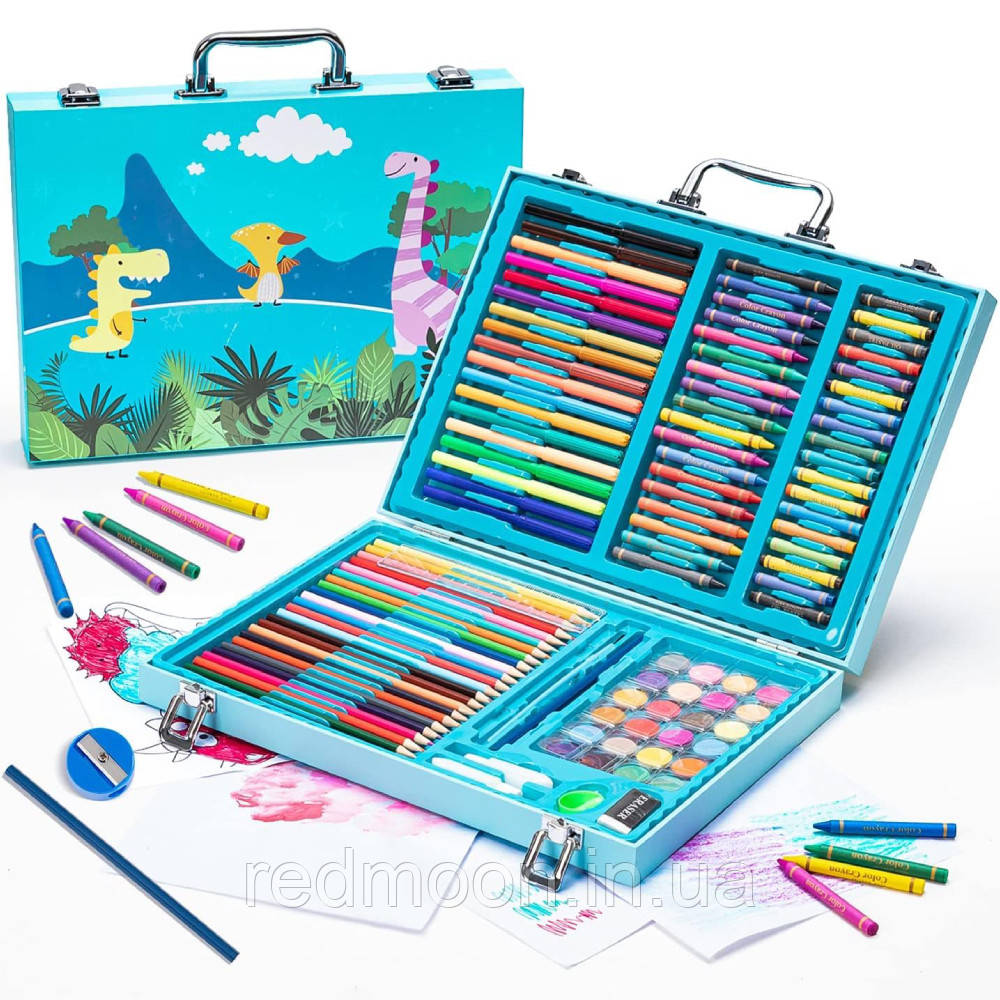 Набір для малювання у валізі 128 предметів, HAPPY BOY / Дитячий набір для творчості / Набір художника, фото 1