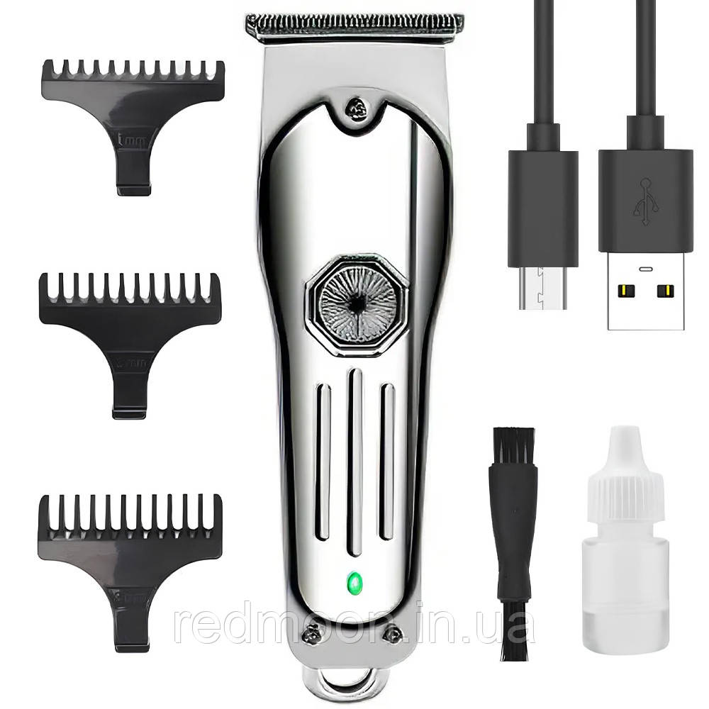 Машинка для стрижки волосся + 3 насадки, з USB, CL-280 / Акумуляторний тример для стрижки / Тример для волосся, фото 1