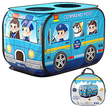 Ігровий намет для дітей 110х70х70см, Kids Playhouse Поліцейська машина, Блакитний / Дитячий намет складний
