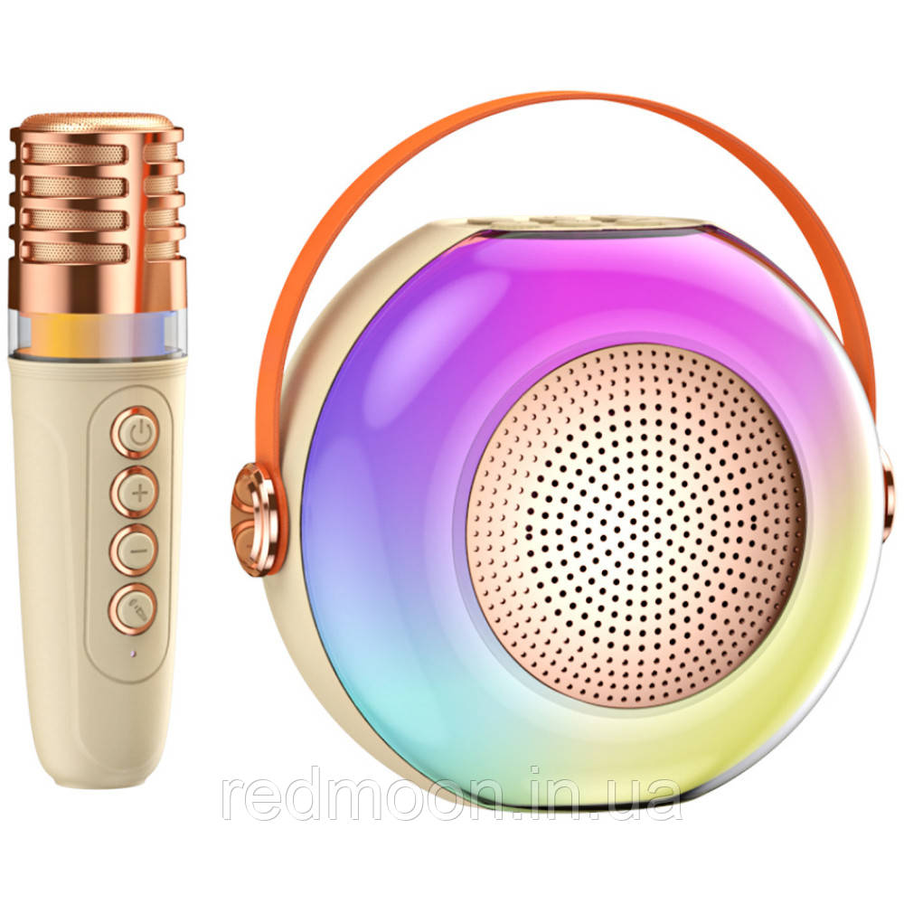 Bluetooth колонка + мікрофон, з підсвічуванням та USB, A6 / Портативна колонка / Караоке мікрофон / Блютуз колонка, фото 1