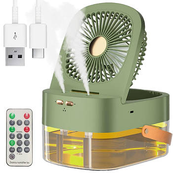 Настільний вентилятор з зволожувачем повітря + пульт, від USB / Міні вентилятор / Міні кондиціонер