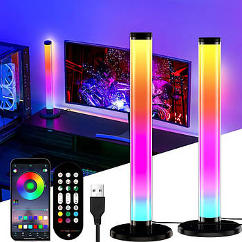 Світлодіодні RGB лампи 2шт, 24см + пульт, від USB / Настільний ргб світильник / Фонове освітлення