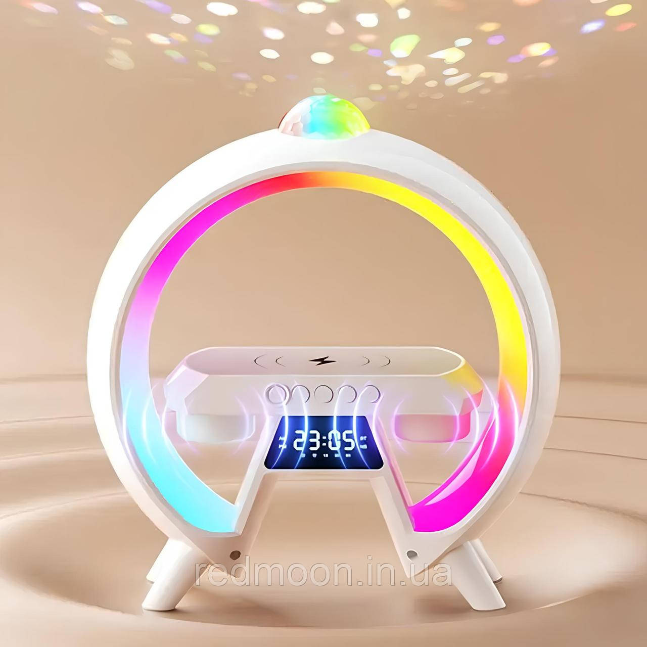 Настільна смарт-лампа нічник з проекцією, від USB (25×25×8см) Bluetooth, HM-G66 / Безпровідна зарядка, фото 1