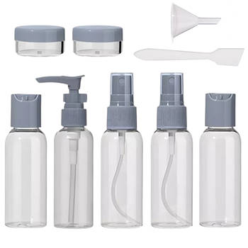 Набір дорожніх ємностей 9в1 + косметичка Travel Bottle Set / Набір баночок для подорожей / Комплект флаконів