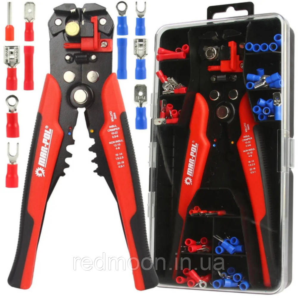 Кліщі для зняття ізоляції + набір затискачів 100шт, DGT / Стріппер для зачищення дротів / Зачищення для дроту, фото 1