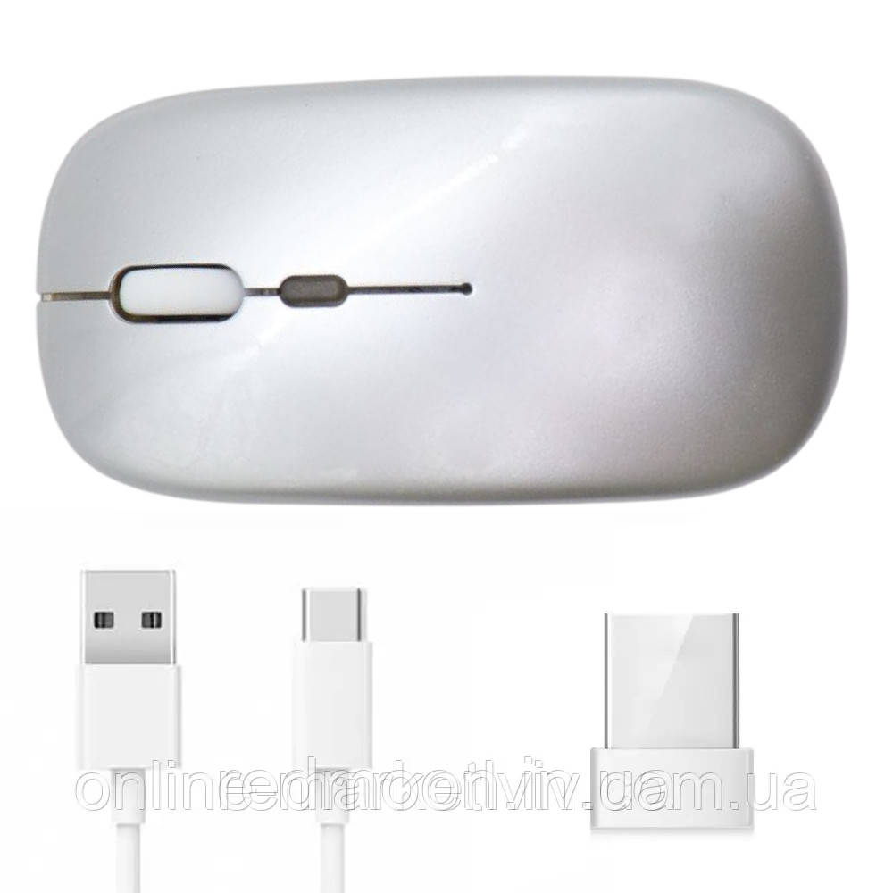 Бездротова миша з USB адаптером, Сірий/Мишка акумуляторна/ Комп'ютерна мишка/Мишка для комп'ютера