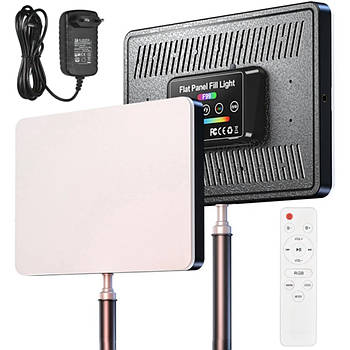 LED-лампа для студійного освітлення 22х15,5см, від мережі, RGB + пульт, F99 / Прямокутна лампа для фото та відео