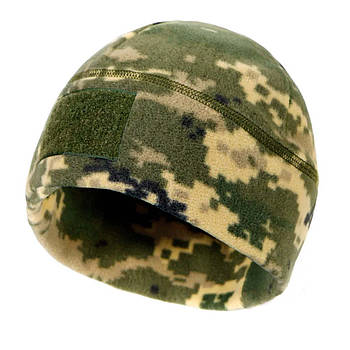 Чоловіча шапка флісова з нашивкою-липучкою М, Paskat, Піксель / Шапка тактична / Зимова шапка