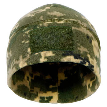 Чоловіча шапка флісова з нашивкою-липучкою L, Paskat, Піксель / Шапка тактична / Зимова шапка