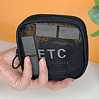 Жіноча косметичка із сітки 11х11см, Чорна / Прозора косметичка дорожня / Міні косметичка органайзер, фото 2