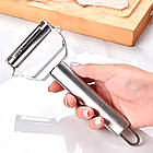 Двостроння овочечистка 4-в-1 з нержавійки (18см) / Шатківниця для овочів / Ніж для очищення / Ніж-економка, фото 4