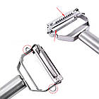 Двостроння овочечистка 4-в-1 з нержавійки (18см) / Шатківниця для овочів / Ніж для очищення / Ніж-економка, фото 5