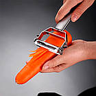 Двостроння овочечистка 4-в-1 з нержавійки (18см) / Шатківниця для овочів / Ніж для очищення / Ніж-економка, фото 7