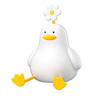 Нічник силіконовий Качка з квіточкою, від USB, Теплий білий / Нічник на акумуляторі / Світильник силіконовий, фото 2