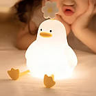 Нічник силіконовий Качка з квіточкою, від USB, Теплий білий / Нічник на акумуляторі / Світильник силіконовий, фото 3
