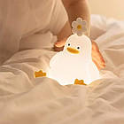 Нічник силіконовий Качка з квіточкою, від USB, Теплий білий / Нічник на акумуляторі / Світильник силіконовий, фото 7