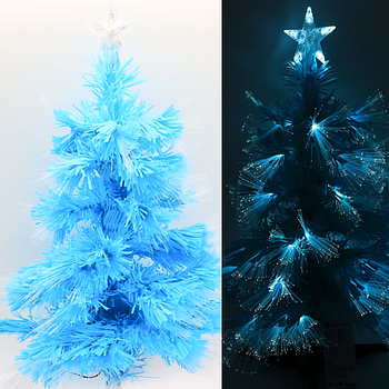 Новорічна ялинка з LED підсвічуванням, 60см, від мережі, на підставці, Блакитна / Світлодіодна ялинка штучна