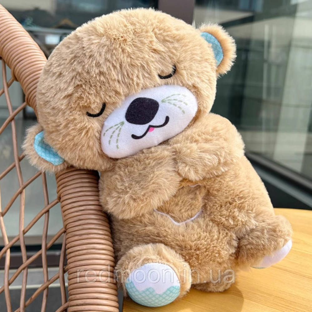 М'яка іграшка нічник із функцією дихання від батарейок, "Видра" 33,5 см, Коричневий/Нічник для дітей/Нічник, фото 1