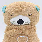 М'яка іграшка нічник із функцією дихання від батарейок, "Видра" 33,5 см, Коричневий/Нічник для дітей/Нічник, фото 7