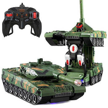 Іграшка танк-трансформер 28см + пульт (до 30хв) з USB, 555 / Радіокерований танк / Дитячий танк іграшковий