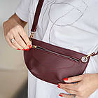 Жіноча сумка-бананка з екошкіри «Нана», 25х15х5см, Бордова / Сумка на пояс / Жіноча нагрудна бананка, фото 2