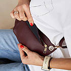 Жіноча сумка-бананка з екошкіри «Нана», 25х15х5см, Бордова / Сумка на пояс / Жіноча нагрудна бананка, фото 4