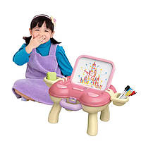 Інтерактивна іграшка для малювання дитині Ігровий столик валіза 2в1 Мініальбом 4 маркери Пиши витирай малюй