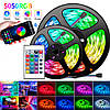 Стрічка світлодіодна 10м RGB 5050 з блоком і пультом управління 2 шт, 5+5 м / LED стрічка RGB, фото 2