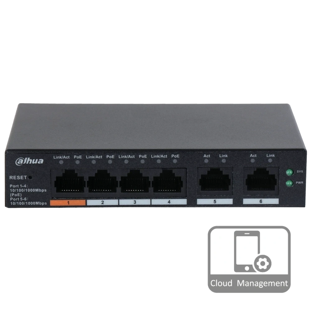 Dahua DH-CS4006-4GT-60 PoE Комутатор 4 порти керований