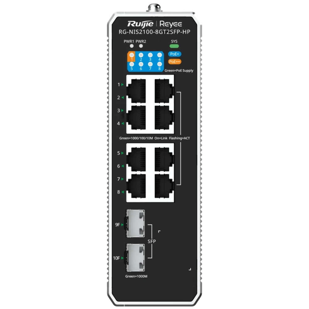Ruijie Reyee RG-NIS2100-8GT2SFP-HP PoE++ Комутатор 8 портів керований