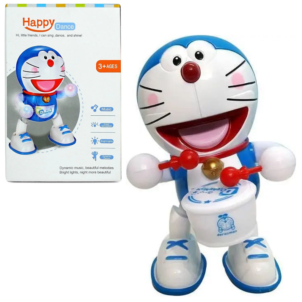 Інтерактивна іграшка зі світломузикою, Кіт з барабаном, Dancing Happy Doraemon / Дитяча іграшка танцююча