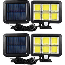 Набір із 2 Вуличних ліхтарів на сонячній батареї + пульт, BK-128-6COB / Ліхтар на стовп