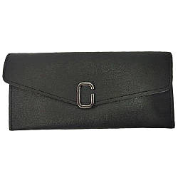 Гаманець жіночий з екошкіри, Чорний / Гаманець в класичному стилі / Жіночий портмоне