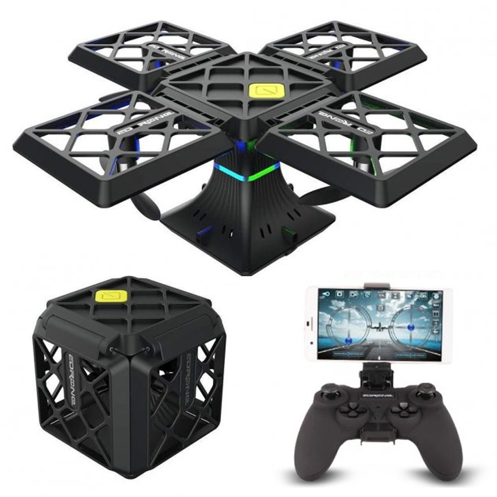 Квадрокоптер із Wifi, камерою та підсвіткою Black Knight Cube 414 / Дрон на радіокеруванні, фото 1