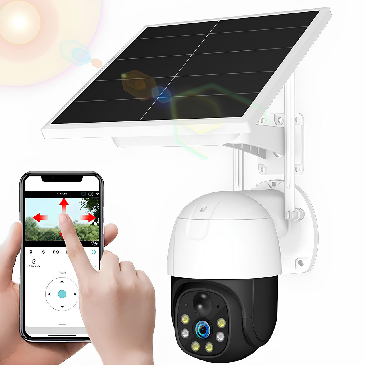 Вулична WiFi камера із сонячною панеллю 8 MP, PTZ, 4G, TP6 / Поворотна камера відеоспостереження / IP камера, фото 1
