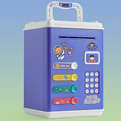 Дитяча скарбничка сейф з купюроприймачем та відбитком пальця, 778A-2, Синя / Скарбничка для дітей