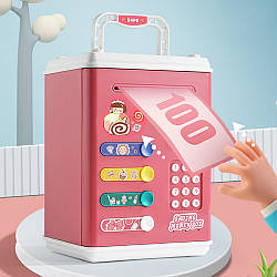 Дитяча скарбничка сейф з купюроприймачем та відбитком пальця, 778A-2, Рожева / Скарбничка для дітей