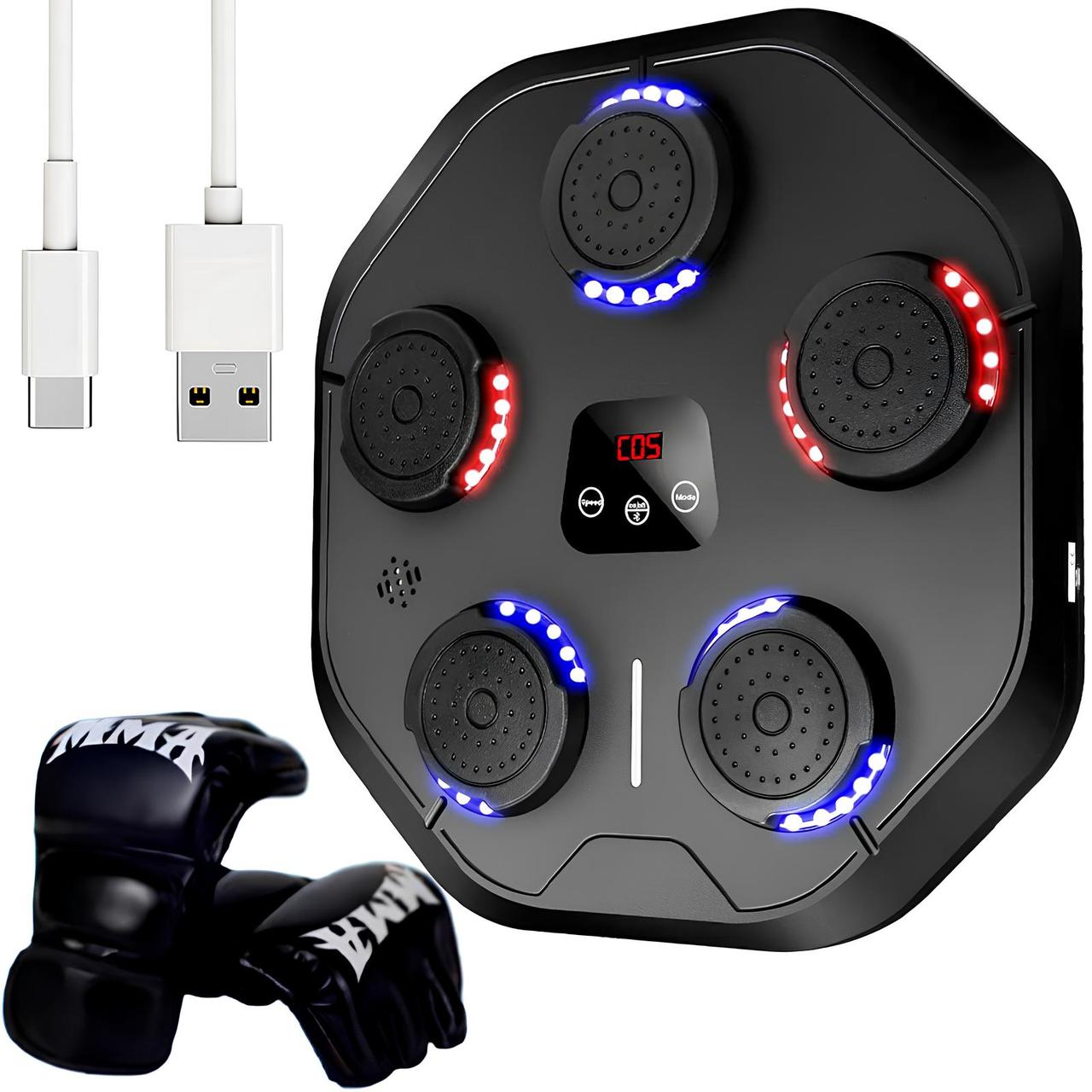Музичний тренажер для боксу з перчатками, від USB (44×41×3,5см), LY-662 / Борсерська мішень