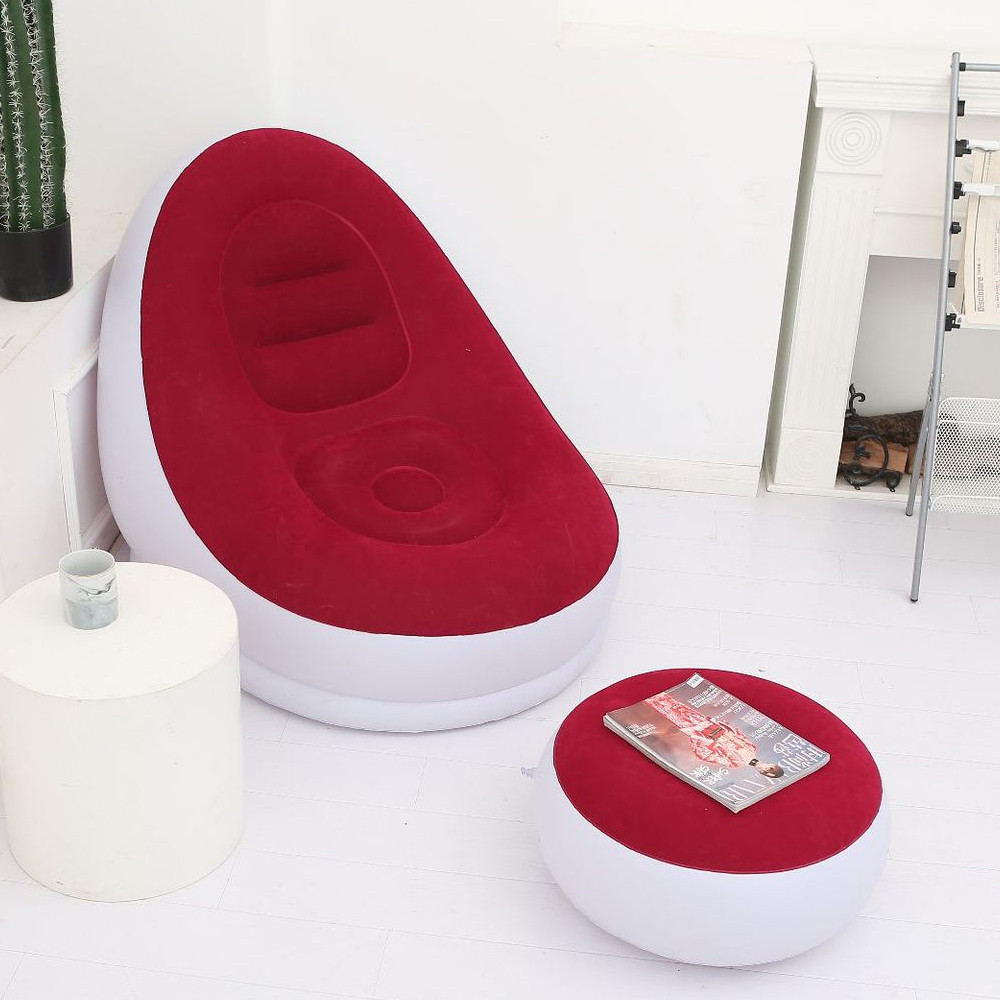 Надувний диван з пуфом Air Sofa - 99х130х76см Intex / Надувне велюрове крісло-диван з пуфиком
