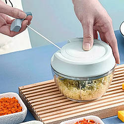 Ручний міні подрібнювач 500мл, MINI CHOPPER, Блакитний / Кухонний чоппер / Багатофункціональний міні блендер